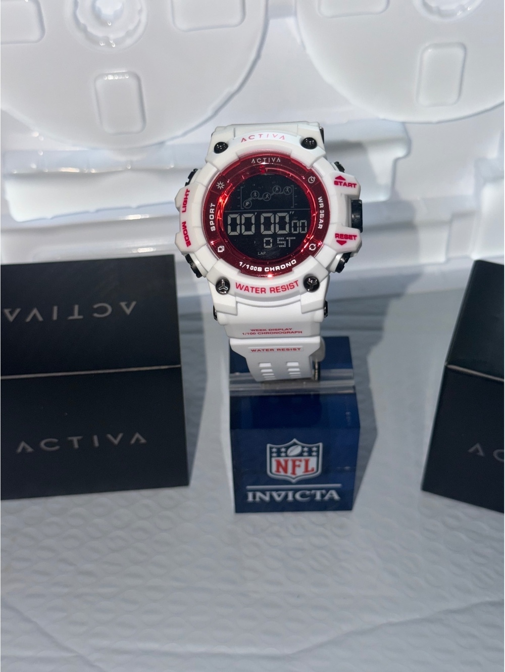 Activa by INVICTA Sport Digital Men’s Chronograph Watch White with Red Accent